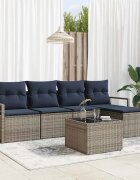 vidaXL Комплект дивани с възглавница 6 pcs Сив полиратан