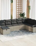 vidaXL Комплект дивани с възглавница Светлосиво полиратан