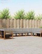 vidaXL Комплект дивани за открито 10 бр. Естествено и светло сиво