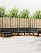 vidaXL Комплект дивани за открито 8 бр. Естествено и черно