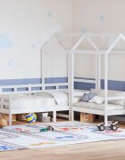 vidaXL Комплект дневно легло и пейка с покрив без матрак Бял 80x200 cm