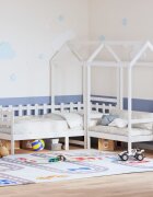 vidaXL Комплект дневно легло и пейка с покрив без матрак Бял 80x200 cm