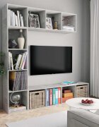 vidaXL Комплект етажерка/ТВ шкаф в 3 части бетонно сив 180x30x180 см