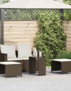 vidaXL Комплект градински дивани от 5 части с възглавници подреждащи се един върху друг кафяв полиратан