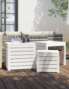 vidaXL Комплект градински кутии от 3 части бели масивно дърво бор