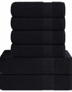 vidaXL Комплект кърпи FROGN от 6 части Черни 360 г/м²