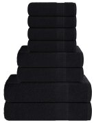 vidaXL Комплект кърпи FROGN от 8 части Черни 360 г/м²