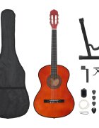 vidaXL Комплект класическа китара за начинаещи от 12 части 4/4 39"