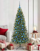 vidaXL Комплект коледни топки 120 бр. 300 LED светодиода Топло бяло