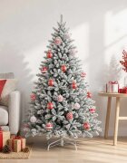 vidaXL Комплект коледни топки 30 бр. Червено и бяло Ø 6 см Пластмаса