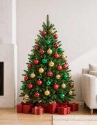 vidaXL Комплект коледни топки 50 бр. Червено златисто и зелено 8 см