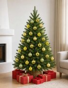 vidaXL Комплект коледни топки 75 бр. Светло зелено 6 см Полистирен