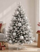 vidaXL Комплект коледни топки XXL 3 бр. Сребристо Диам. 25 см