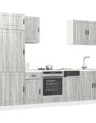 vidaXL Комплект кухненски шкафове 7 части "Porto" сив инженерно дърво сонома