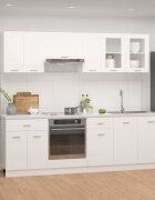 vidaXL Комплект кухненски шкафове от 8 части "Lyon" бяло инженерно дърво