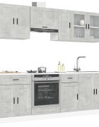 vidaXL Комплект кухненски шкафове от 8 части "Porto" - бетонно сив инженерно дърво