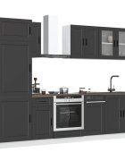 vidaXL Комплект кухненски шкафове от 8 части "Porto" черно инженерно дърво
