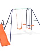 vidaXL Комплект люлка и пързалка с 3 оранжеви седалки