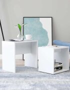 vidaXL Комплект маси за кафе бял 48x30x45 см инженерно дърво