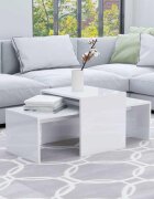 vidaXL Комплект маси за кафе бял гланц 100x48x40 см инженерно дърво