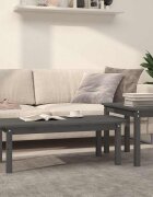 vidaXL Комплект масички за кафе от 2 части сив борово дърво масив