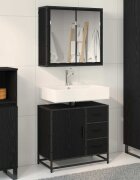 vidaXL Комплект мебели за баня 2 бр. Черния дъб 65 x 33 x 60 см
