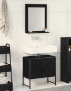 vidaXL Комплект мебели за баня 2 бр. Черно Инженерна дървесина