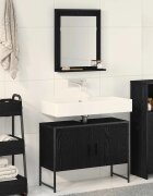 vidaXL Комплект мебели за баня 2 бр. Черно Инженерна дървесина
