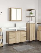 vidaXL Комплект мебели за баня 2 бр. Сономски дъб и черно