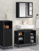 vidaXL Комплект мебели за баня 3 бр. Черния дъб 80 x 33 x 60 см