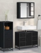 vidaXL Комплект мебели за баня 3 бр. Черния дъб 80 x 33 x 60 см