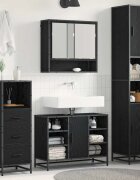 vidaXL Комплект мебели за баня 3 бр. Черния дъб Инженерна дървесина