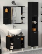 vidaXL Комплект мебели за баня 3 бр. Черно 30 x 30 x 1795 см
