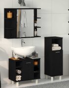 vidaXL Комплект мебели за баня 3 бр. Черно 30 x 30 x 995 см