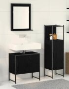 vidaXL Комплект мебели за баня 3 бр. Черно 33 x 33 x 1025 см