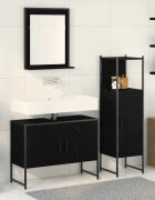 vidaXL Комплект мебели за баня 3 бр. Черно 33 x 33 x 113.5 см