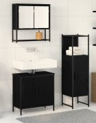 vidaXL Комплект мебели за баня 3 бр. Черно 33 x 33 x 1135 см