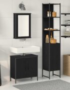 vidaXL Комплект мебели за баня 3 бр. Черно 33 x 33 x 1855 см