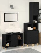 vidaXL Комплект мебели за баня 3 бр. Черно 80 x 33 x 60 см