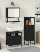 vidaXL Комплект мебели за баня 3 бр. Черно Инженерна дървесина