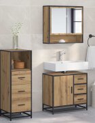 vidaXL Комплект мебели за баня 3 бр. Дъб 65 x 33 x 60 см
