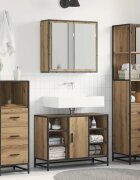 vidaXL Комплект мебели за баня 3 бр. Дъб 80 x 33 x 60 см