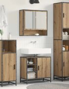 vidaXL Комплект мебели за баня 3 бр. Дъб Инженерна дървесина
