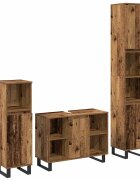 vidaXL Комплект мебели за баня 3 бр. Кафяво 30 x 30 x 180 см