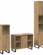 vidaXL Комплект мебели за баня 3 бр. Кафяво 30 x 30 x 180 см