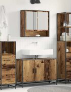 vidaXL Комплект мебели за баня 3 бр. Старо дърво 35 x 375 x 166 см