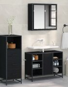vidaXL Комплект мебели за баня 3 бр. Старо дърво 35 x 375 x 166 см