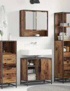 vidaXL Комплект мебели за баня 3 бр. Старо дърво 35 x 375 x 166 см