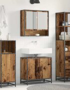 vidaXL Комплект мебели за баня 3 бр. Старо дърво 35 x 375 x 166 см