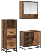 vidaXL Комплект мебели за баня 3 бр. Старо дърво 65 x 33 x 60 см